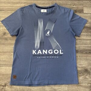 Kangol Men's T-Shirt L Blue Graphic Tee K900‎ Casual Crew Neck Top Cotton Urban